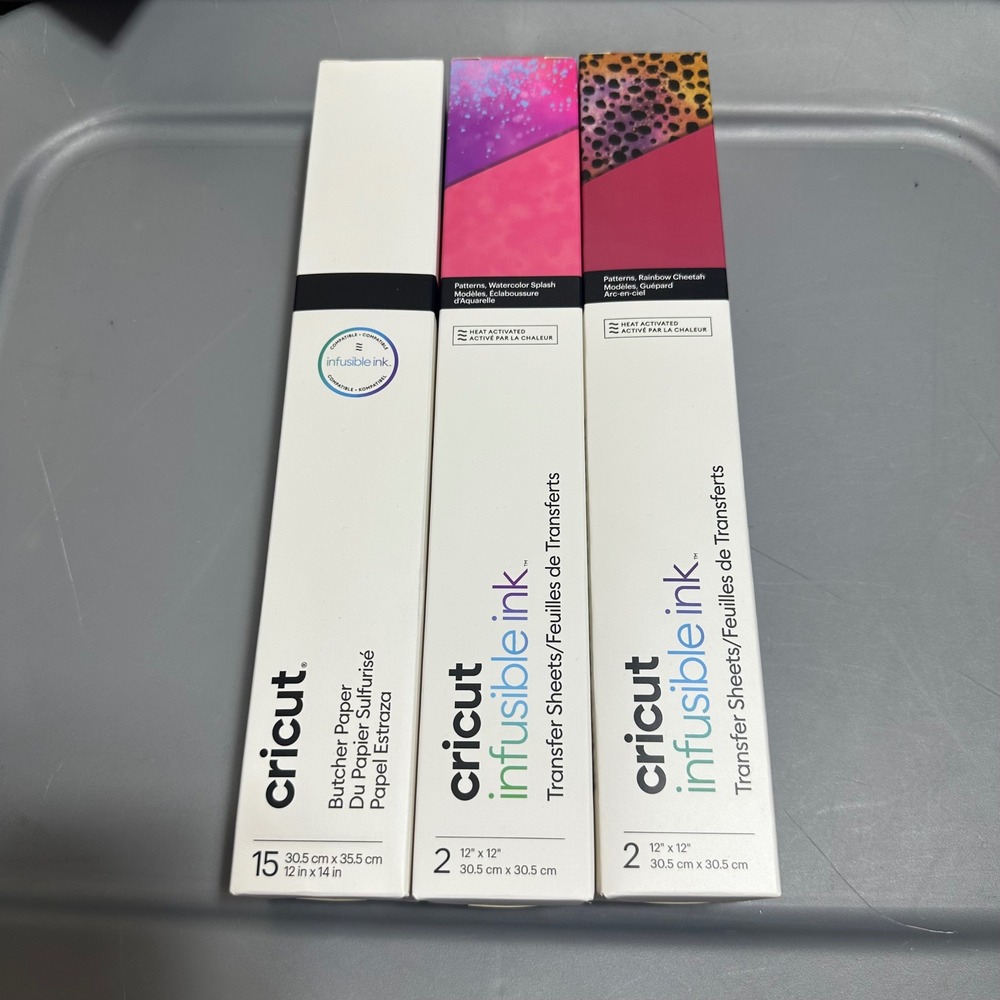 Cricut Infusible Ink Bundle Watercolor Splash Rainbow Cheetah & Butcher Paper